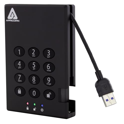Apricorn 1 TB Aegis Schloss mit Zahlenkombination zum Verschlüsseln Einer USB 3.0 256-Bit AES XTS tragbaren, externen Festplatte 500 GB, schwarz Apricorn 1 TB Aegis Schloss mit Zahlenkombination zum Verschlüsseln Einer USB 3.0 256-Bit AES XTS tragbaren, externen Festplatte 500 GB, schwarz von Apricorn