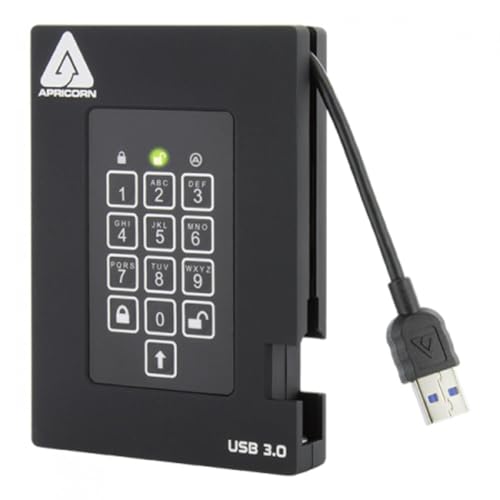 Apricorn Aegis Fortress FIPS 2 TB 140-2 Level 2 validierte 256-Bit verschlüsselte USB 3 Externe SSD (A25-3PL256-S2000F) von Apricorn