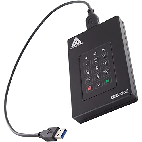 Apricorn Aegis Fortress L3 Festplatte, FIPS Level 3, 4 TB, USB 3.0, Hardware-verschlüsselt, mit PIN-Zugriff (AFL3-4TB) von Apricorn