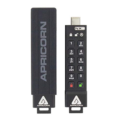 Apricorn Aegis Secure Key 3 NXC 256-Bit Hardware-verschlüsselter USB 3.2 Typ C Flash-Laufwerk, FIPS 140-3 Level 3 validiert (ASK3-NXC-128GB), schwarz von Apricorn
