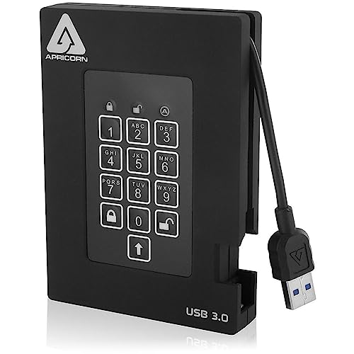 Apricorn Fips 140–2 500 GB Aegis Vorhängeschloss Festung verschlüsselt USB 3.0 Festplatte mit Pin Zugang – Schwarz, A25-3PL256-500F Apricorn Fips 140–2 500 GB Aegis Vorhängeschloss Festung verschlüsselt USB 3.0 Festplatte mit Pin Zugang – Schwarz, A25-3PL256-500F von Apricorn
