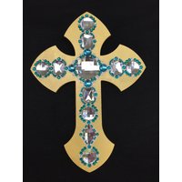 Wand Kreuz, Geistige Gabe, Wohnkultur, Religiöse Geschenk, Weihnachten, Ostern, Blattgold, Swarovski-Kristallen, Symbole, Dekorative Kunst von AprilKaranCrosses