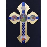 Wand Kreuz, Geistige Gabe, Wohnkultur, Religiöse Geschenk, Weihnachten, Ostern, Blattgold, Swarovski-Kristallen, Symbole, Dekorative Kunst von AprilKaranCrosses
