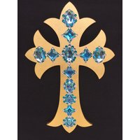 Wand Kreuz, Geistige Gabe, Wohnkultur, Religiöse Geschenk, Weihnachten, Ostern, Blattgold, Swarovski-Kristallen, Symbole, Dekorative Kunst von AprilKaranCrosses