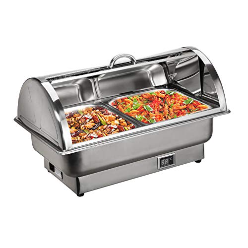 Aprilhp Chafing Dish Edelstahl Warmhaltebehälter Essen Speisenwärmer Wärmebehälter Rechaud für Catering, Buffet und Party, Temperaturanzeige Elektrische Heizung von Aprilhp