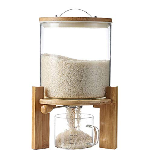 Aprilhp Vorratsdosen Glas Luftdicht 5L, Vorratsbehälter Set Küche, Müslispender, Behälter für Müsli Cornflakes Spender mit Deckel, Frischhaltedosen mit Holzständer von Aprilhp