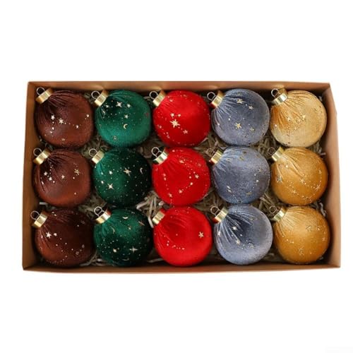 15 Weihnachtskugel-Ornamente mit Metallaufhängern, bieten ein dekoratives Stern- und Punkt-Design auf Kunststoff und Stoff zur Verbesserung der Urlaubsatmosphäre an verschiedenen Orten (fünfzackiger 15 Weihnachtskugel-Ornamente mit Metallaufhängern, bieten ein dekoratives Stern- und Punkt-Design auf Kunststoff und Stoff zur Verbesserung der Urlaubsatmosphäre an verschiedenen Orten (fünfzackiger von Aprilsunnyzone