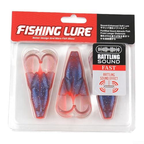 3 x Frosch-Angelköder, 7 x 5 cm, 8 g, mit Klangperlen und eingefasstem Bein-Design für mehr Anziehungskraft (blau rot) von Aprilsunnyzone