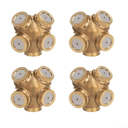 4-teiliges Kupfer-Nebeldüsen-Set mit 4-Loch-Spray für breitere Abdeckung in Gartensprühern und Rasensprinklersystemen von Aprilsunnyzone