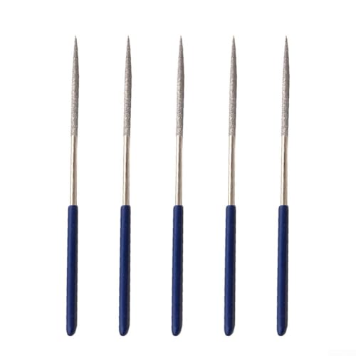 5 runde Diamantfeilen für detaillierte Arbeiten an Stahl, Glas, Fliesen, Stein, 140 mm (5 Stück blau) von Aprilsunnyzone