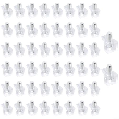 50 Stück transparente Kunststoff-Küchenschrank-Regal-Heringe mit Metallstift für Schrank und Glasschichtplatte 50 Stück transparente Kunststoff-Küchenschrank-Regal-Heringe mit Metallstift für Schrank und Glasschichtplatte von Aprilsunnyzone