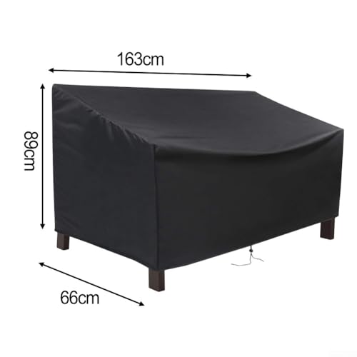 Abdeckung für Gartenbank aus wasserdichtem 210D-Oxford-Gewebe mit verstellbarem Kordelzug und Lüftungsschlitzen (163 x 66 x 89 cm) von Aprilsunnyzone