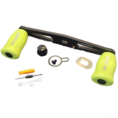 Angelrolle Wipparm Griff kompatibel mit DAIWA und ABU Casting Rollen 8 5 mm Kohlefaser verlängertes gerades Design komplette Hardware (linke Hand, fluoreszierendes Grün) von Aprilsunnyzone