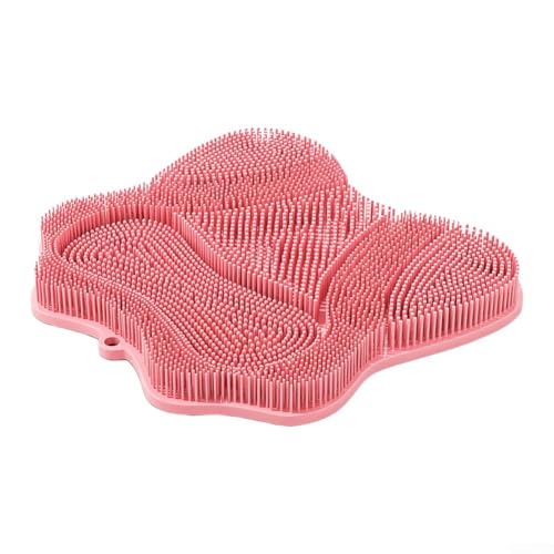 Anti-Rutsch Duschmatte in Schmetterlingsform mit Rückenschrubben und Massagefunktionen für Badezimmer (Rosa) von Aprilsunnyzone