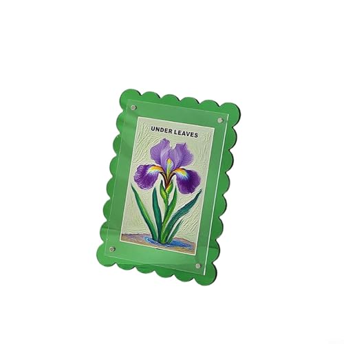 Aprilsunnyzone 10,2 x 15,2 cm großer schwebender Neon-Acrylrahmen mit transparentem Design zum Präsentieren von Bildern in mehreren Einstellungen, einschließlich für Zuhause und Büro (grün) von Aprilsunnyzone