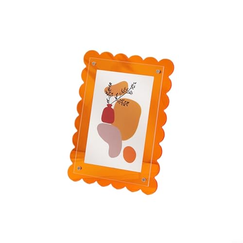 Aprilsunnyzone 10,2 x 15,2 cm schwebender Neon-Acrylrahmen mit transparentem Design für Bilder in mehreren Einstellungen, einschließlich für Zuhause und Büro (orange) von Aprilsunnyzone