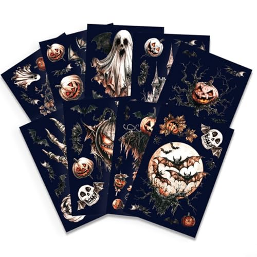 Aprilsunnyzone 9 Blatt Halloween-Fensteraufkleber aus PVC, doppelseitig, mit gruseligem Skelett und Kürbis-Design für Fenster, Spiegel, Glasoberflächen Aprilsunnyzone 9 Blatt Halloween-Fensteraufkleber aus PVC, doppelseitig, mit gruseligem Skelett und Kürbis-Design für Fenster, Spiegel, Glasoberflächen von Aprilsunnyzone