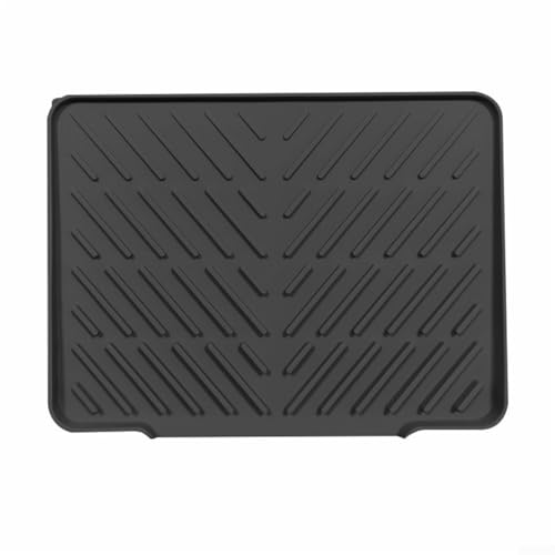 Aprilsunnyzone Abtropfmatte aus Silikon für Küchentheke mit rutschfester Unterseite und Ablauflippe für verbesserten Wasserablauf und Geschirrstabilität (schwarz) von Aprilsunnyzone