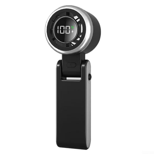Aprilsunnyzone Faltbarer kleiner Schreibtischventilator, 3600 mAh, wiederaufladbar, leistungsstarker Turbo-Lüfter, mühelose Anpassung, LED-Display (schwarz) von Aprilsunnyzone