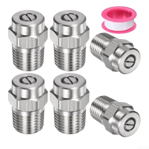 Aprilsunnyzone Hochdruck-Reinigungsmaschinen-Düsen-Set, 7-teilig, Edelstahl, mit 40-Grad-Lüfterspray und G1/4-Anschluss, zur Verwendung mit Straßenreinigung und Bodenschrubben (Aperture 050) von Aprilsunnyzone