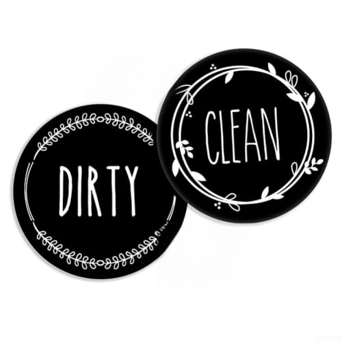 Aprilsunnyzone Küchengerät Magnet Clean Dirty Indikator für Geschirrspüler 8,9 cm Durchmesser PVC umwickelt biegbar Magnetaufkleber Easy Flip Design (schwarz) von Aprilsunnyzone