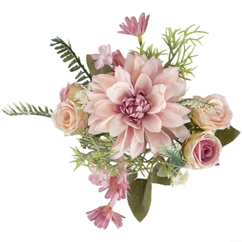 Aprilsunnyzone Künstlicher Dahlienstrauß für Hochzeit und Zuhause, mit realistischen Blüten, Stoffmaterial für langanhaltende dekorative Nutzung (lila) von Aprilsunnyzone