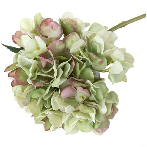 Aprilsunnyzone Künstlicher Hortensien-Blumenstrauß mit realistischem Aussehen für Hochzeitsdekoration und Blumenarrangements, aus Stoff (grün) von Aprilsunnyzone