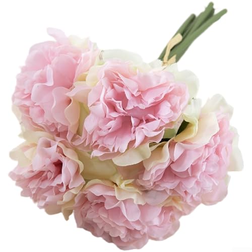 Aprilsunnyzone Künstlicher Hortensien- und Pfingstrosen-Blumenstrauß für Hochzeitszeremonie und Heimdekoration, entworfen für Haltbarkeit und natürliches Aussehen (rosa und grün) von Aprilsunnyzone