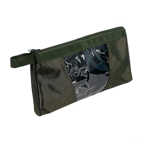 Aprilsunnyzone Oxford Cloth PVC Semi-Transparent Tool Organizer Heavy Duty Reißverschlusstasche mit Griff und Aufhängeschlaufen für Werkzeuge Compact 340 x 190 mm (grün) von Aprilsunnyzone