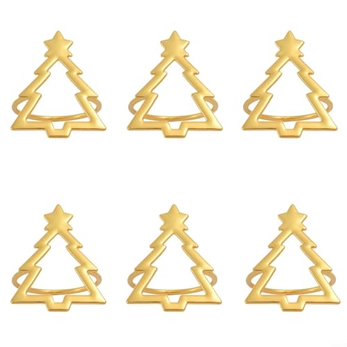 Aprilsunnyzone Set mit 6 Serviettenringen mit Weihnachtsbaum-Motiv für saisonale Tischdekoration und Feiertagsfeiern von Aprilsunnyzone