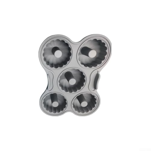 Aprilsunnyzone Silikon-Donut-Backblech für Luftfritteuse, 5 Mulden, wiederverwendbare Kuchenform, lebensmittelecht, antihaftbeschichtet, hitzebeständig, leicht zu reinigen, 21 x 16 x 5 cm (grau) von Aprilsunnyzone