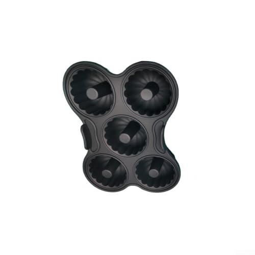 Aprilsunnyzone Silikon-Donut-Backblech für Luftfritteuse, 5 Mulden, wiederverwendbare Kuchenform, lebensmittelecht, antihaftbeschichtet, hitzebeständig, leicht zu reinigen, 21 x 16 x 5 cm (schwarz) von Aprilsunnyzone