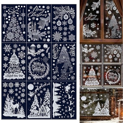 Aprilsunnyzone Weihnachts-Fensteraufkleber, doppelseitig, mit Schneeflocken- und Rentiermustern für Glasdekoration und Präsentation Aprilsunnyzone Weihnachts-Fensteraufkleber, doppelseitig, mit Schneeflocken- und Rentiermustern für Glasdekoration und Präsentation von Aprilsunnyzone