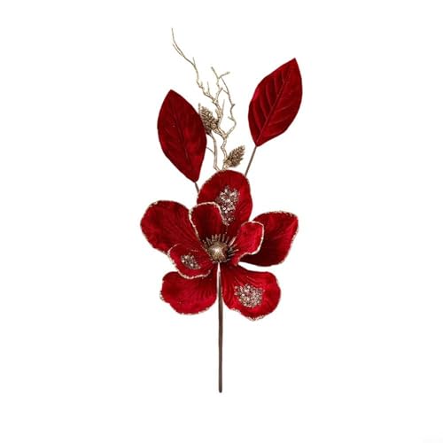 Aprilsunnyzone Weihnachts-Simulationsblume mit Pailletten-Details für Weihnachtsbaum und Kranz, zur Schaffung auffälliger festlicher Displays (rot) von Aprilsunnyzone