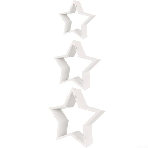Aprilsunnyzone Weißer Holzstern Dekostücke aus natürlichem Massivholz Festliches Ornament für Weihnachtsfeier Wohnzimmer Kamin oder Regal Dekor von Aprilsunnyzone