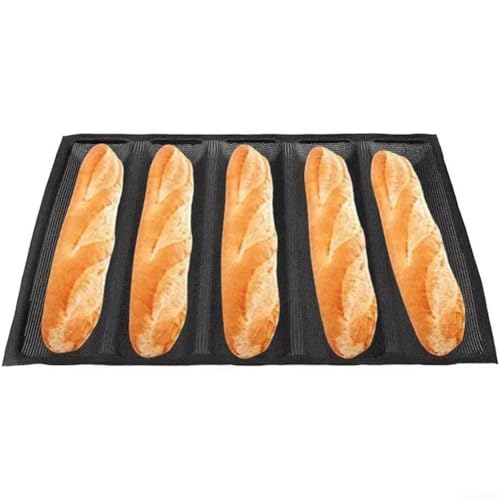 Atmungsaktive perforierte Brotform für europäischen Hotdog-Teig, robuste Karbonstahl-Konstruktion widersteht Verformung, Antihaftbeschichtung ermöglicht einfaches Entfernen des Brotes (5 Quadrate von Aprilsunnyzone