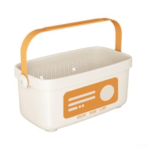 Aufbewahrungskorb für Dusche, praktisch für die Organisation im Badezimmer (weiß orange) von Aprilsunnyzone