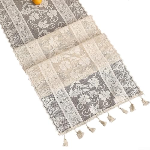 Aufwendiger Spitzen-Tischläufer mit zarten Quasten für bezaubernde kulinarische Erlebnisse (A30 x 90 cm) von Aprilsunnyzone