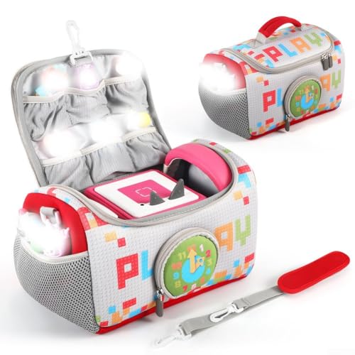 Clever gearbeiteter Nylonhalter für sicheren Transport der beliebten Tonies Kinderspielgeräte (rot) von Aprilsunnyzone