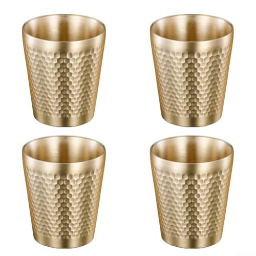 Doppelwandige Edelstahlbecher, 175 ml, stapelbar, isoliert, Outdoor, Camping, Picknick, Trinkgeschirr (gelb), 4 Stück von Aprilsunnyzone