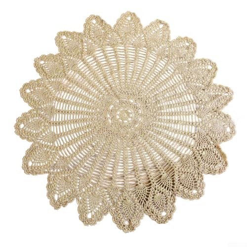 Elegante runde Tischdecke mit gehäkeltem Hohl-Design, handgefertigt für besondere Anlässe und Versammlungen, 75-80 cm, Weiß Elegante runde Tischdecke mit gehäkeltem Hohl-Design, handgefertigt für besondere Anlässe und Versammlungen, 75-80 cm, Weiß von Aprilsunnyzone
