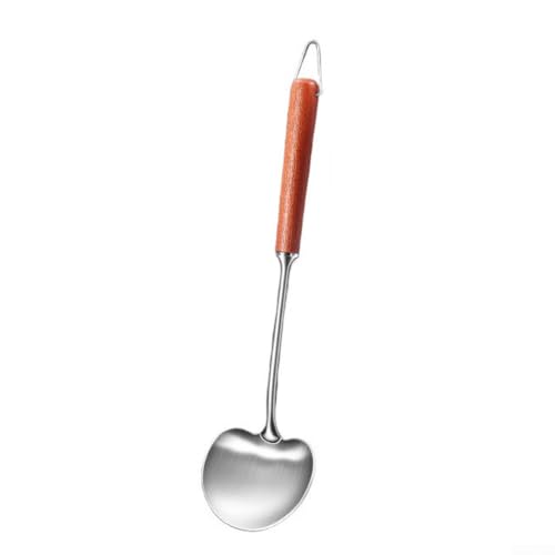 Ergonomischer Edelstahl-Kochlöffel mit Holzgriff für Wok, Braten und Rühren, mit Loch zum Aufhängen (Sapili-Holz) von Aprilsunnyzone