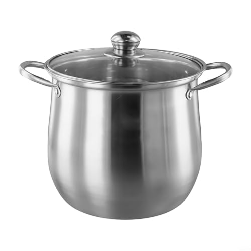 Extra großer Suppen- und Soßentopf aus 201 Edelstahl mit hitzebeständigem Deckel für sicheres Kochen und Dämpfen von Aprilsunnyzone