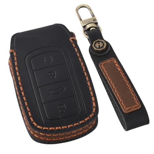 Für Chery Tiggo 8 Plus & 8 Pro Schlüsselhülle Einzigartiger handgefertigter Lederschutz mit perfekter Tastenfunktion (Schwarz) von Aprilsunnyzone