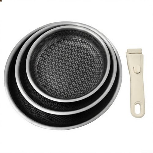 Für alle Herd-kompatiblen gehämmerten Pfannen mit kratzfesten Eigenschaften und gleichmäßigem Erhitzen für effizientes Kochen, Größen 22 cm, 26 cm und 30 cm (4 Stück) von Aprilsunnyzone