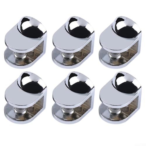 Glas-Clip-Stützschnalle mit rutschfesten Gummi-Elementen an Schrauben, Zinklegierung, verchromt für Badezimmer-Glasregale, sichere und stabile Paneelbefestigung (12 mm) von Aprilsunnyzone