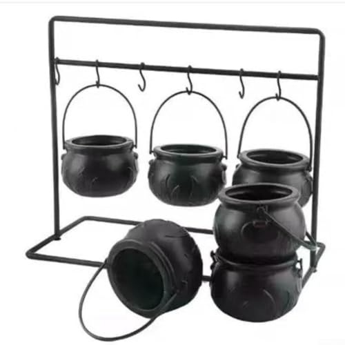 Halloween Candy Bowl Kessel mit rostbeständigem Hängeregal Hexentopf-Set für langlebige und auffällige Urlaubsdekoration (6) von Aprilsunnyzone