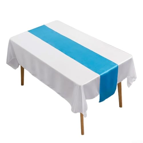 Luxuriöser Satin-Tischläufer, für moderne Hochzeits- und Bankett-Tischdekorationen (See von Blau) von Aprilsunnyzone