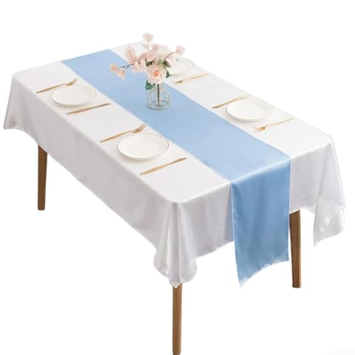 Luxuriöser Satin-Tischläufer, für moderne Hochzeits- und Bankett-Tischdekorationen (blau) von Aprilsunnyzone