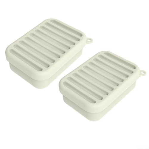 Praktische Silikon Meal Prep Container 2er Set zur sicheren Aufbewahrung von Obst und Resten (weiß) von Aprilsunnyzone